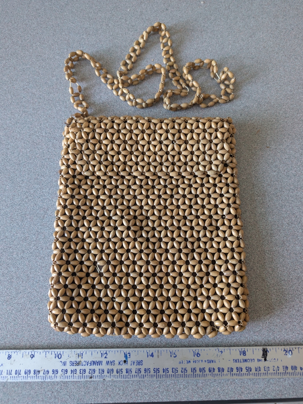 Source Unknown Beaded Crossbody Bag in Tan